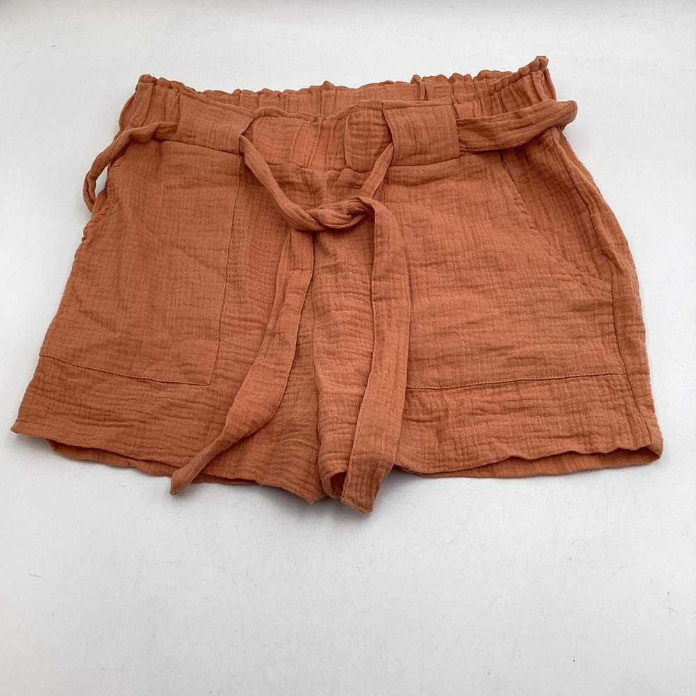 Banjara Terracotta Cotton Gauze Paperbag Waist Shorts Orange‎ Large L